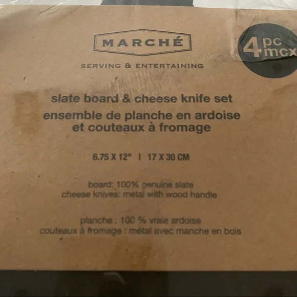 Serving & Entertaining 4 Piece Slate Board & Cheese Knife Set - Picture 3 of 7